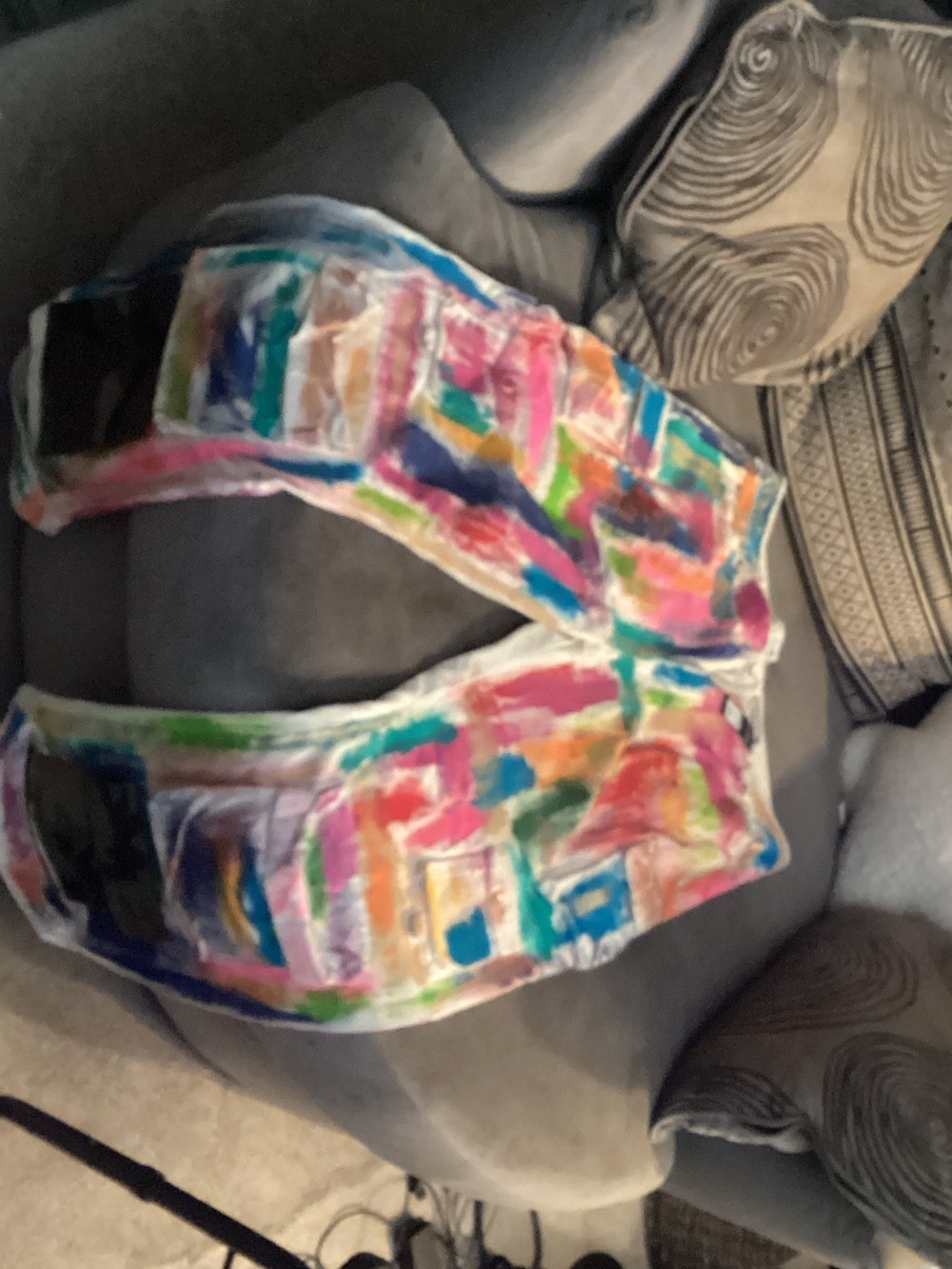Fashion Nova Multicolor Wide Leg Pants - Bright Brushstroke Print